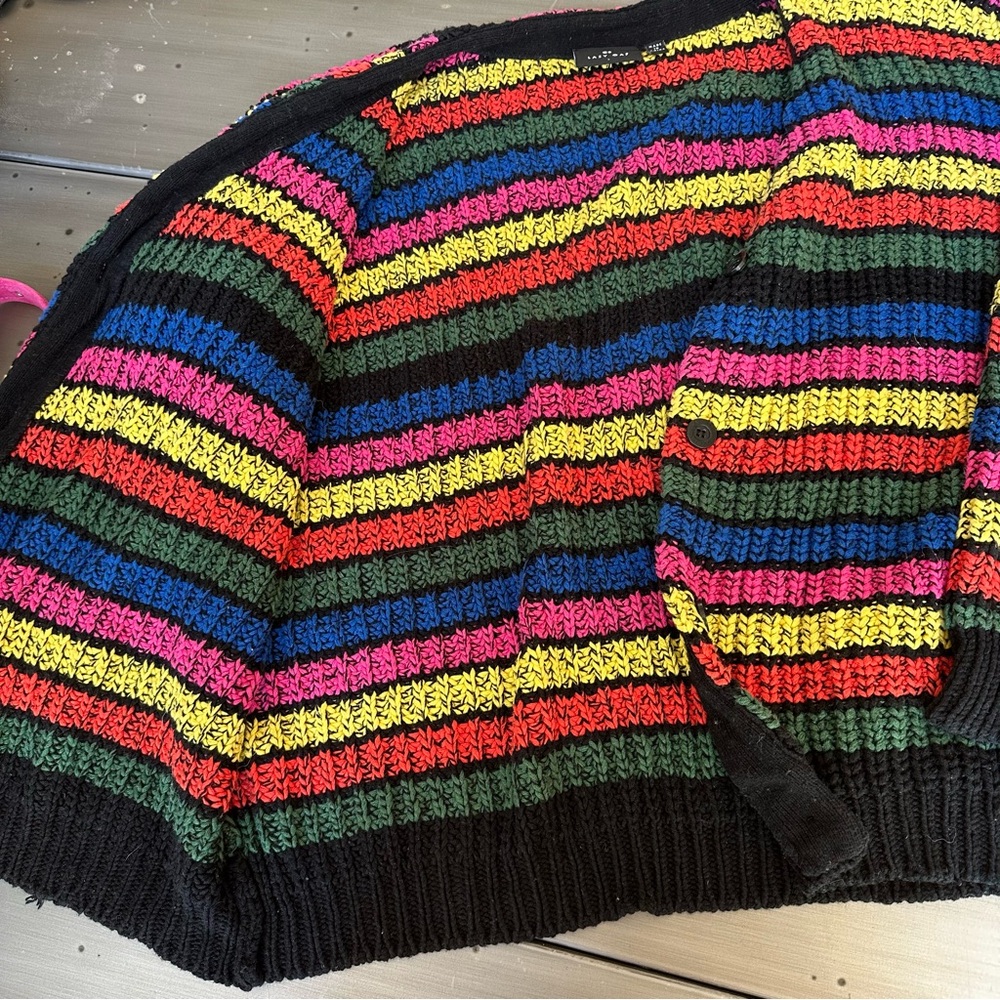 Lazy Oaf Rainbow Stripe Oversized Cardigan Sweater size Large - Picture 4 of 4